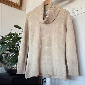 Calvin Klein Knit Cowl Neck Sweater Sz S Beige